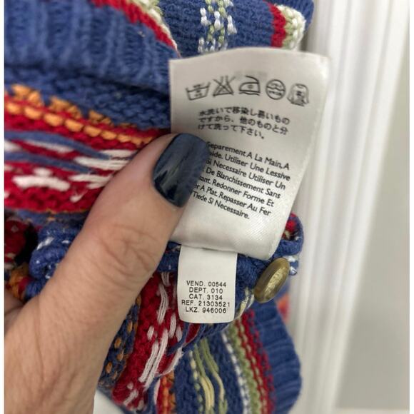 Eddie Bauer Vtg 90s Linen Cotton Knit Sweater Southwestern Boho Cardigan 2X - Picture 14 of 14